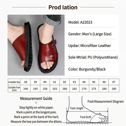 Men Casual Double Buckle Slide Sandals Microfiber PU Leather Non-slip Beach Slippers Outdoor Wear Shoes Plus Size