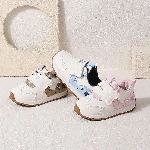 Baby Walking Shoes Toddler First Walkers Hook Loop Soft Sole Non-Slip Cartoon Pattern Casual Infant Sneakers Synthetic Leather
