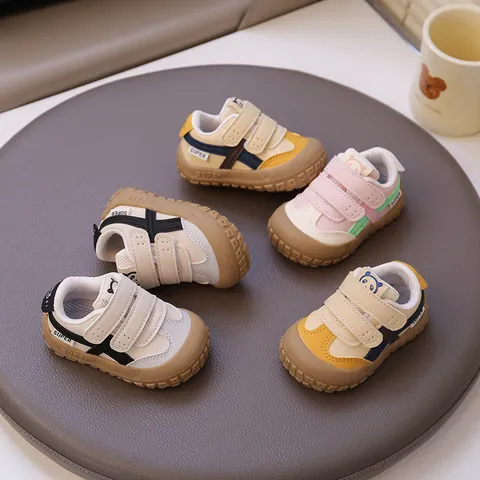 Infant Toddler Baby Girls Boys Walking Shoes Soft Sole Non-slip Sneakers 0-2 Years Spring Autumn Synthetic Leather Panda Pattern Hook And Loop Prewalker Shoes