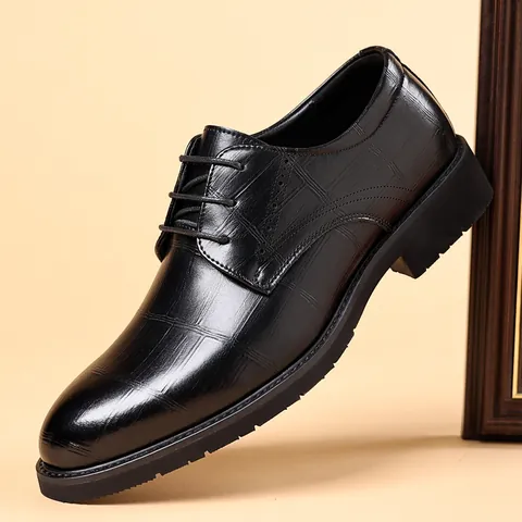 Herren Business Formal Lederschuhe Krokodil Prägung Recyceltes Leder Low Top Schnürschuhe Für Hochzeit Büro