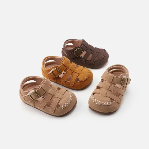 Vintage Hollow Out Baby Pre-walker Sandals For Toddler Boys Girls Anti-slip Soft Sole Closed-toe Roman Summer Shoes