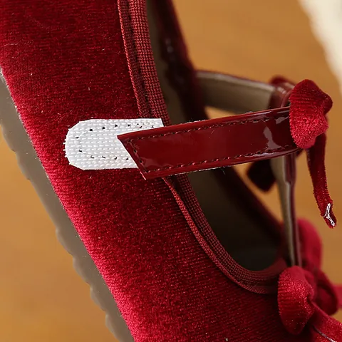 Toddler Girls Velvet Mary Jane Shoes Dual Bow Decoration Soft Sole Anti Slip Infant First Walkers Retro Baby Walking Shoes