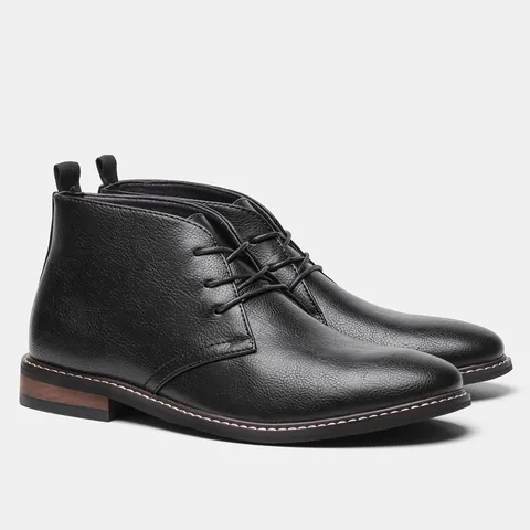 Stivali Desert da Uomo Vintage in Pelle PU Stringati Chukka Boots Casual Antiscivolo Business Taglio Medio Moda Taglie Forti