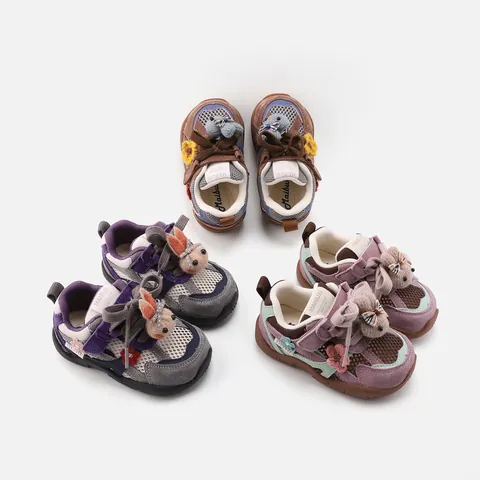 Breathable Mesh Toddler Sport Shoes Soft Sole Anti Slip Infant Pre Walker Shoes Rabbit Flower Boys Girls Sneakers Fashion