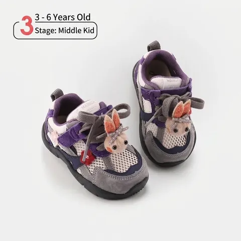 Breathable Mesh Toddler Sport Shoes Soft Sole Anti Slip Infant Pre Walker Shoes Rabbit Flower Boys Girls Sneakers Fashion