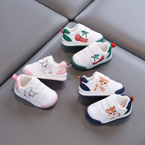 Toddler First Walker Shoes Cartoon Animal Print Microfiber Leather Anti Slip Soft Sole Casual Sneakers For Boys Girls
