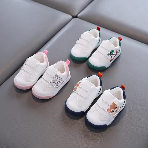 Toddler First Walker Shoes Cartoon Animal Print Microfiber Leather Anti Slip Soft Sole Casual Sneakers For Boys Girls