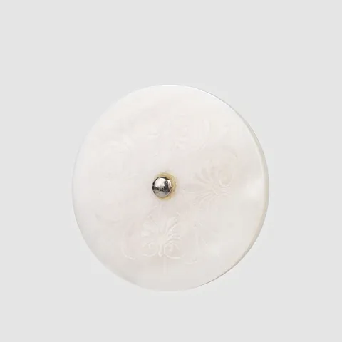 Natural White Butterfly Shell Buttons High End Floral Engraved Decorative Round Sewing Buttons With Metal Center Stud
