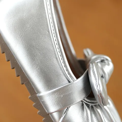 Douces Chaussures Mary Jane pour Filles avec Nœud Plissé Chaussures Plates pour Tout-petits Semelle Souple Antidérapante Chaussures de Princesse Décontractées