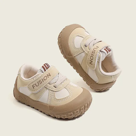 Infant Baby First Walkers Non-Slip Toddler Shoes Soft Sole Faux Leather Anti-Collision Hook And Loop Casual Prewalker Sneakers