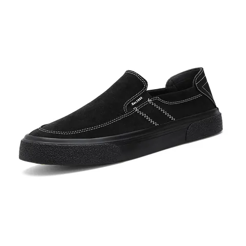 Zapatos de Lona Retro Minimalistas para Hombre Sin Cordones Mocasines Casuales Caña Baja Punta Redonda Zapatillas Transpirables