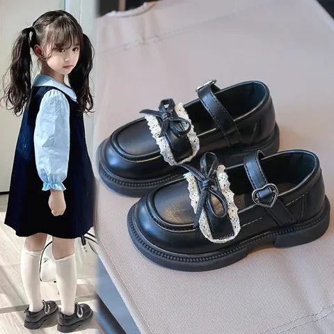 Mädchen Mary Jane Lederschuhe Mit Spitze Schleife Herz Schnalle Für Prinzessin Party Aufführung Schule Kinder Formelle Halbschuhe