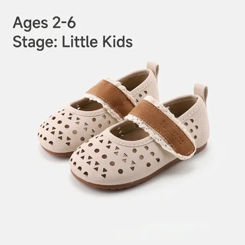 Infant Girls Hollow Out Breathable Pre-walker Shoes Soft Sole Anti-Slip Mary Jane Flat Shoes For Toddler 0-6 Years