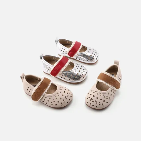 Infant Girls Hollow Out Breathable Pre-walker Shoes Soft Sole Anti-Slip Mary Jane Flat Shoes For Toddler 0-6 Years