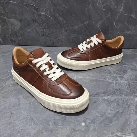 Chaussures de Skate en Cuir Véritable Hommes Vachette Première Couche Plateforme Baskets Décontractées Mode Vintage Basses à Lacets