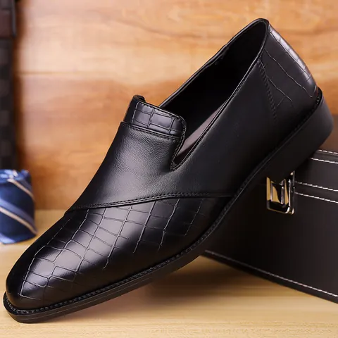 Herren Business Dress Shoes Übergröße 48 Mikrofaser Leder Krokodilmuster Slip-on Formale Loafer Rutschfeste Büroschuhe