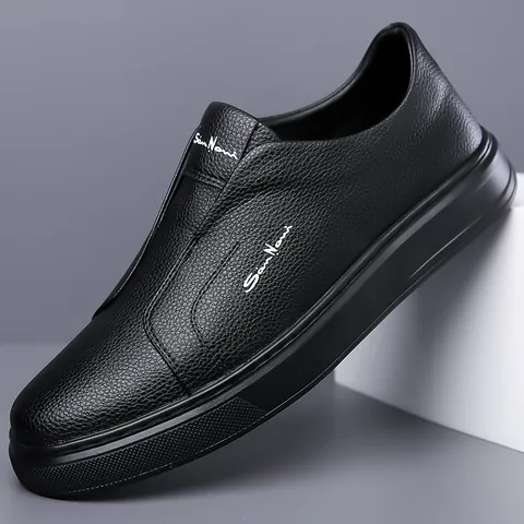 Mocasines Casuales para Hombre de Cuero de Microfibra Slip-On Zapatos Suela Blanda Transpirable Antideslizante Textura Litchi
