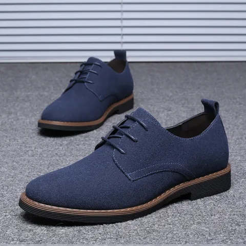 Herren Britischer Stil Wildleder Freizeitschuhe Schnürung Mattes Finish Gummisohle Mode Low Top Oxford Derby Business Schuhe
