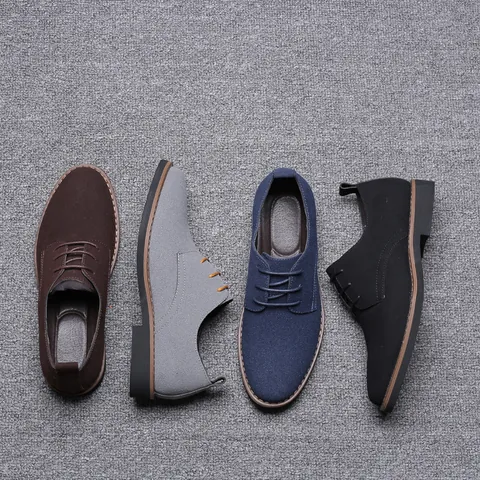 Heren Nubuck Suède Freizeitschoenen Gestikt Mode Grote Maat Ademend Vetersneakers Platte Rubberen Zool Antislip Instappers