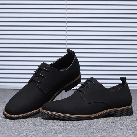 Herren Britischer Stil Wildleder Freizeitschuhe Schnürung Mattes Finish Gummisohle Mode Low Top Oxford Derby Business Schuhe