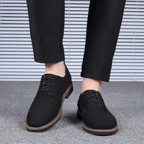 Zapatos Casuales de Gamuza Sintética para Hombre Moda Cordones Punta Redonda Zapatos Oxford Derby Antideslizantes