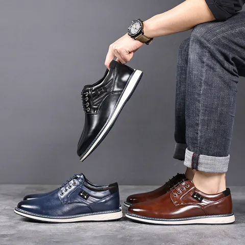 Zapatos Casuales con Cordones para Hombre Tallas Grandes PU Artificial Transpirable Suela de Goma Moda Estilo Coreano