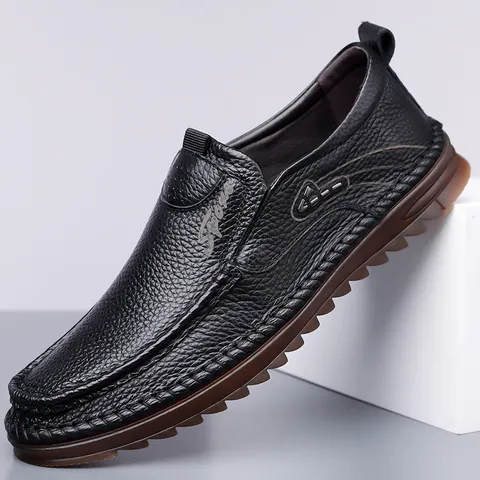 Mocasines de Cuero Genuino para Hombre Talla Grande Zapatos de Conducción Casual Mocasines de Piel Hechos a Mano Transpirables Suaves Planos