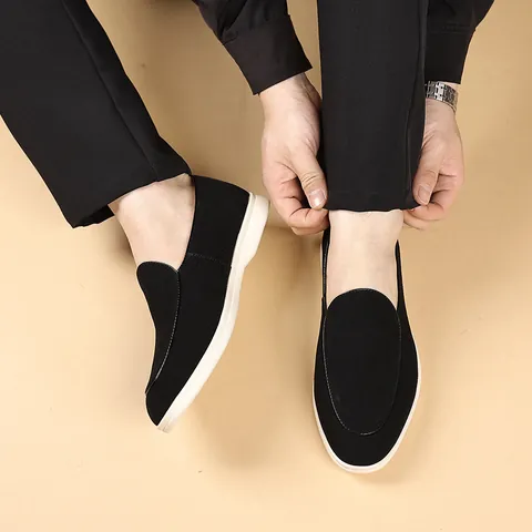 Mocasines Casuales Hombre Cuero PU Artificial Suela Goma Suave Zapatos Conducción Cómodos Moda Talla Grande Planos