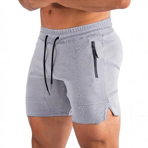 Short de Sport pour Hommes Séchage Rapide Polyester Respirant Fitness Entraînement Avec Poches Zippées Été Gym