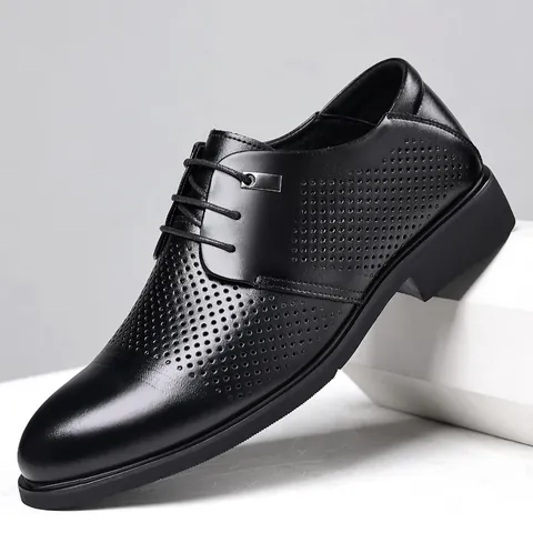 Herren Business Formelle Lederschuhe Hohl Atmungsaktiv Britischer Stil Höhenvergrößernde Derby Schuhe Hochzeit Bräutigam Büro Schuhe