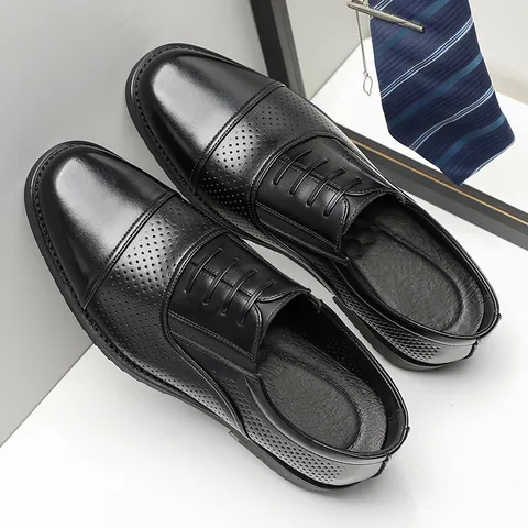 Herren Business Lederschuhe Erste Schicht Kuhleder Cap-Toe Hohl-Design Atmungsaktiv Britischer Stil Formelle Hochzeitsschuhe