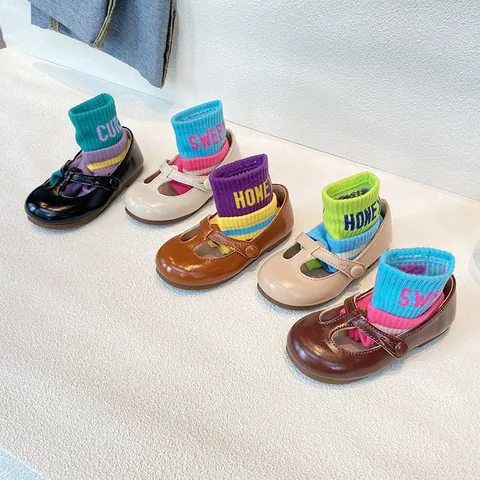 Girls Mary Jane Princess Shoes PU Leather T-Strap Soft Sole Anti-Slip Kids Leather Shoes For Party Wedding Everyday Wear