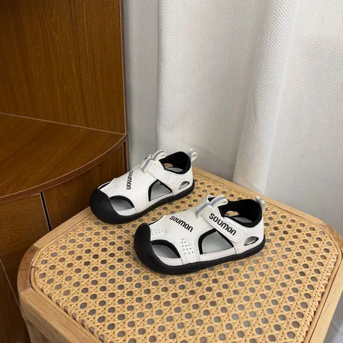 Children Casual Sport Sandals Synthetic Leather Rubber Sole Closed Toe Protection Hook-and-Loop Beach Shoes For Boys Girls