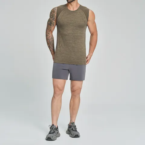 Men's Cationic Seamless Sport Tank Top Quick Dry Breathable Workout Gym Vest Sleeveless Undershirt Nylon Polyester Soft Top