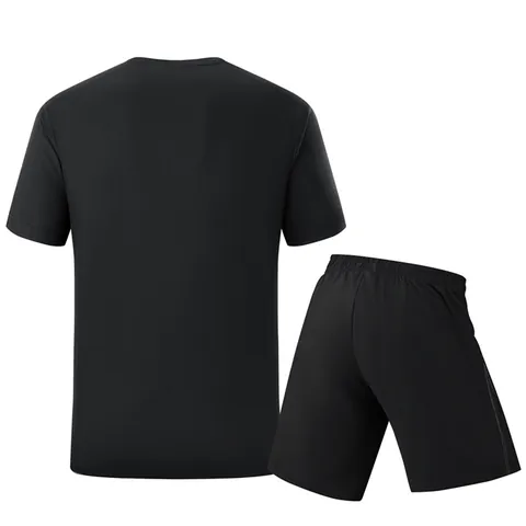 Herren Sport Oberteil Und Unterteil Set Schnelltrocknend Bedruckt Kurzarm T-Shirt Und Shorts Fitness Laufen Gym Trainingsanzug