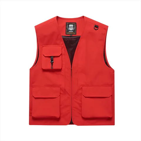 Men's Outdoor Multi-Pocket Workwear Vest Casual V-Neck Zipper Mesh Lined Photography Fishing Cargo Waistcoat