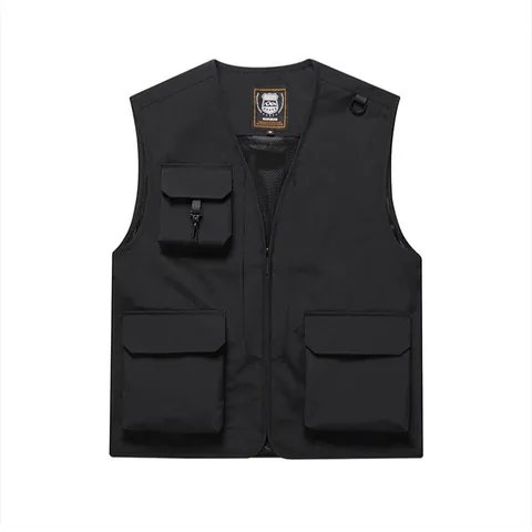 Men Outdoor Multi-Pocket Fishing Photography Vest 8818 Polyester Casual Lightweight Breathable Utility Top Waistcoat For Travel Workwear