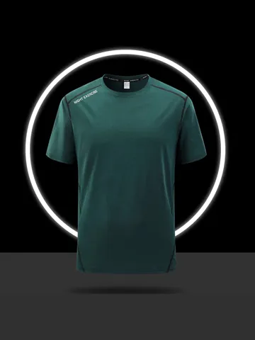 Herren Schnelltrocknendes Sport T-Shirt Europäische Größe Atmungsaktiv Fitness Laufen Kurzarm Top Night Exercise Grafik Tee