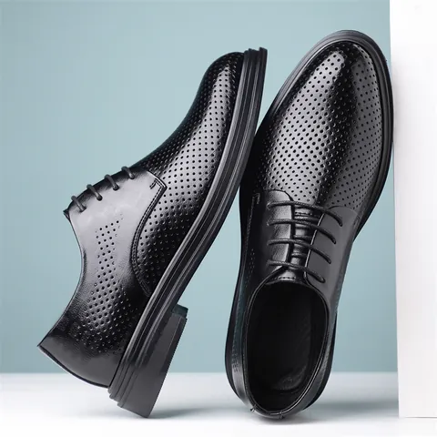 Chaussures Oxford pour Hommes Affaires Formel Respirant Ajouré Cuir Recyclé Lacets Style Britannique Chaussures de Mariage