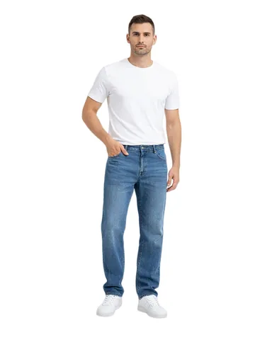 Men's Classic Straight Leg Jeans Casual Loose Fit Summer Thin Denim Pants Mid Waist Slight Stretch Cotton Trousers