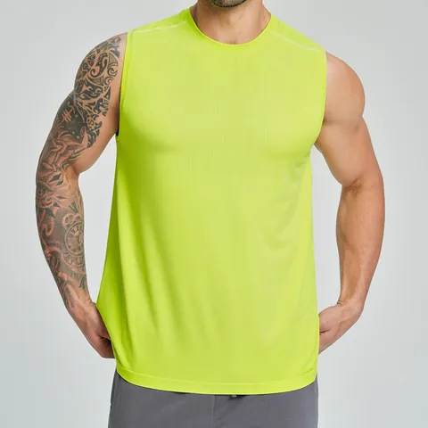 Men Seamless Sport Tank Top Breathable Quick Dry Sleeveless Top For Gym Running Yoga Polyester Nylon Spandex Sportswear