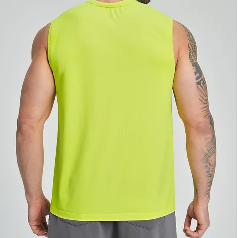 Men Seamless Sport Tank Top Breathable Quick Dry Sleeveless Top For Gym Running Yoga Polyester Nylon Spandex Sportswear