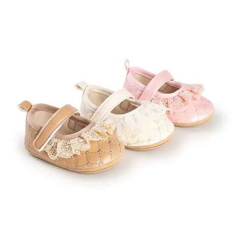 Baby Girls Princess Shoes Lace Prewalker Shoes 0-1 Year Old Infant Walking Shoes Soft Sole Non-Slip First Walkers PU Leather Mary Jane Shoes