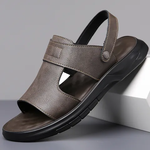 Sandalias de Playa Casuales para Hombre Verano Antideslizante Doble Uso Pantuflas de Microfibra Cuero Flip-Flops Exterior