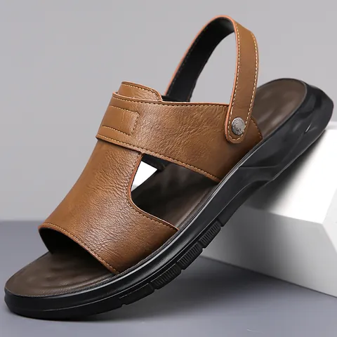 Sandalias de Playa Casuales para Hombre Verano Antideslizante Doble Uso Pantuflas de Microfibra Cuero Flip-Flops Exterior