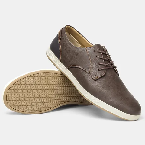 Men Casual Microfiber Leather Board Shoes Large Size 39-50 Comfortable Lace-up Flat Sneakers Retro Breathable Outdoor Walking Shoes