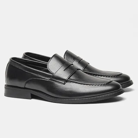 Mocassini da Uomo in Stile Britannico con Nappine Tinta Unita Slip-on Business Casual Scarpe in Pelle PU Artificiale a Punta Tonda