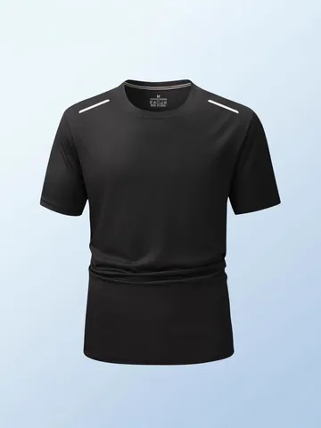 Herren Schnelltrocknendes Sport T-Shirt Europäische Größe Reflektierendes Lauf Fitness Top Polyester Atmungsaktives Outdoor Kurzarm Sportshirt