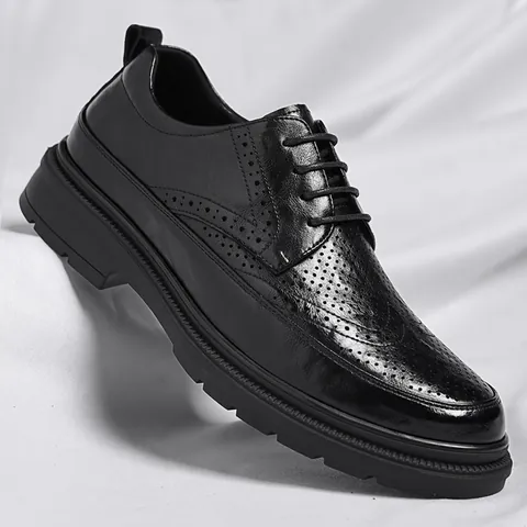 Herren Business Formelle Brogue Derby Schuhe Regeneriertes Leder Ausschnitt Atmungsaktiv Lässig Büro Oxford Schuhe für Sommer