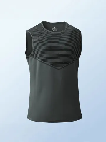 Herren Schnelltrocknendes Sport Tanktop Ärmellos Polyester Atmungsaktiv Fitness Gym Outdoor Weste Farbblock Top